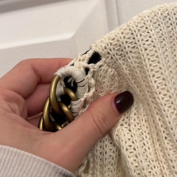 MICHELLE MASON Chain-embellished Ribbed Cotton And Wool-blend Sweater In Ivory - Picture 8 of 10